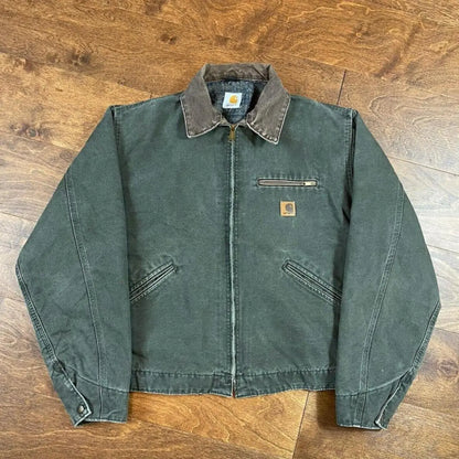 Vintage Carhartt Detroit Jacket J97 – MOSS Green & Brown (Medium) 🔥