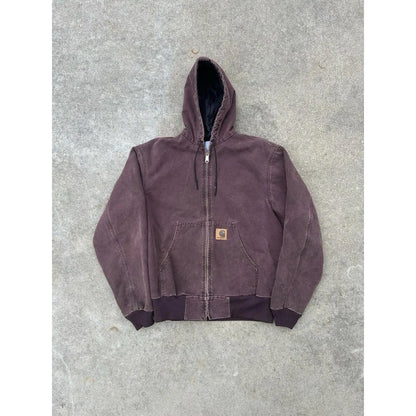 Carhartt Men’s Burgundy Top Vintage 90s J06 BRG Burgundy Carhartt Hooded Jacket