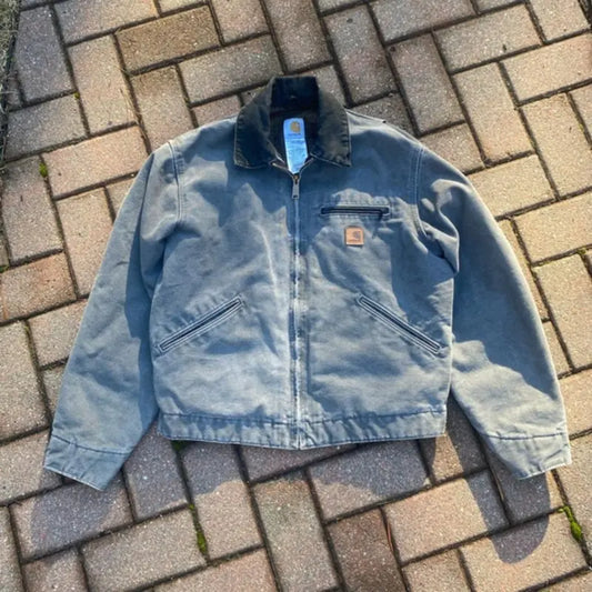 Vintage 90s Carhartt Detroit Jacket – Grey & Green (Medium)