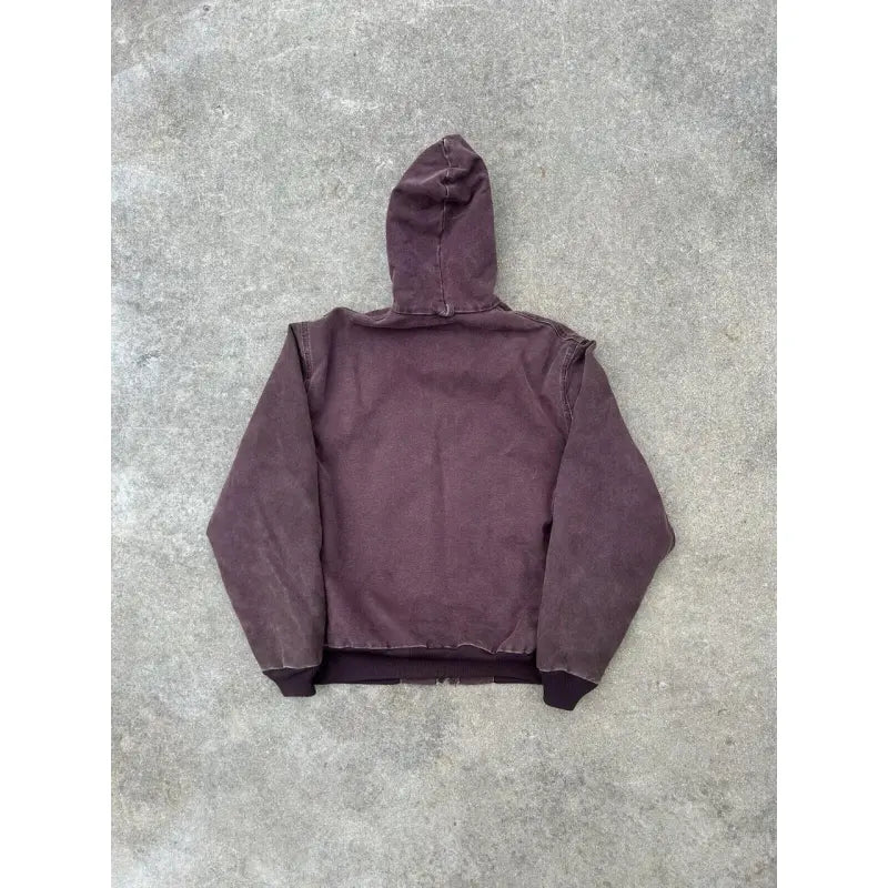 Carhartt Men’s Burgundy Top Vintage 90s J06 BRG Burgundy Carhartt Hooded Jacket