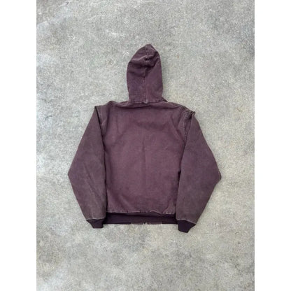 Carhartt Men’s Burgundy Top Vintage 90s J06 BRG Burgundy Carhartt Hooded Jacket