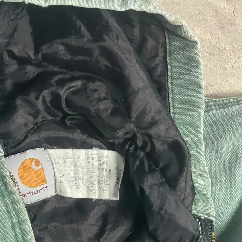 90s Carhartt Pistachio Green Hooded Canvas Jacket – Thermal Lined (M)