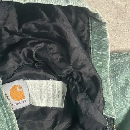 90s Carhartt Pistachio Green Hooded Canvas Jacket – Thermal Lined (M)