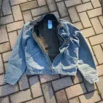 Vintage 90s Carhartt Detroit Jacket – Grey & Green (Medium)