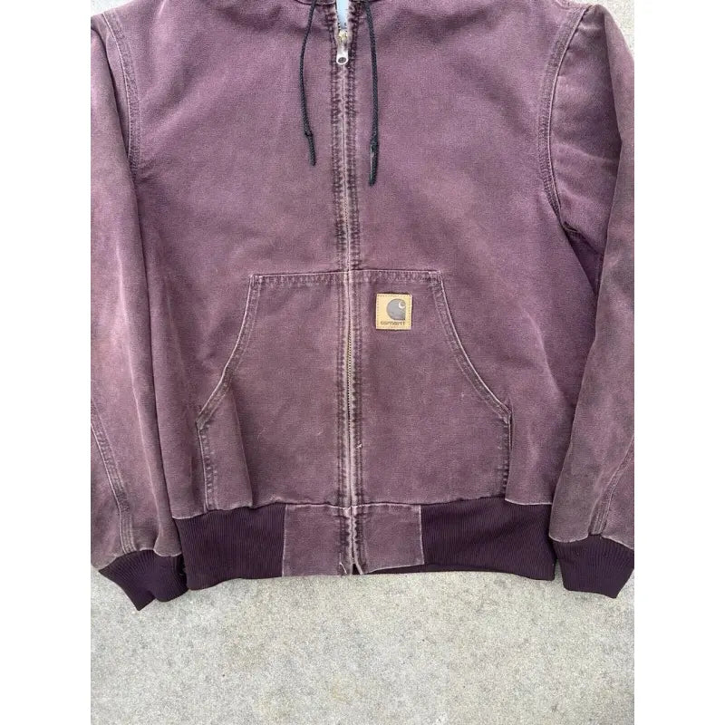 Carhartt Men’s Burgundy Top Vintage 90s J06 BRG Burgundy Carhartt Hooded Jacket