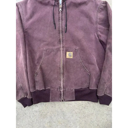 Carhartt Men’s Burgundy Top Vintage 90s J06 BRG Burgundy Carhartt Hooded Jacket