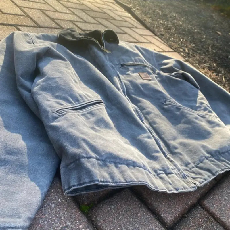 Vintage 90s Carhartt Detroit Jacket – Grey & Green (Medium)
